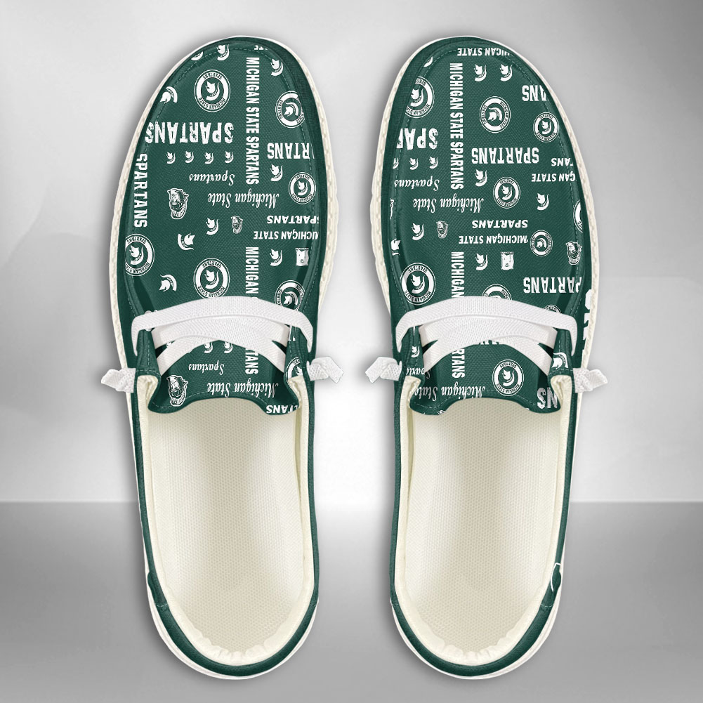 JWFancy NCAA Michigan State Spartans Hey Dude Shoes Wally Men's Lace Up Loafers Comfortable For Men And Women