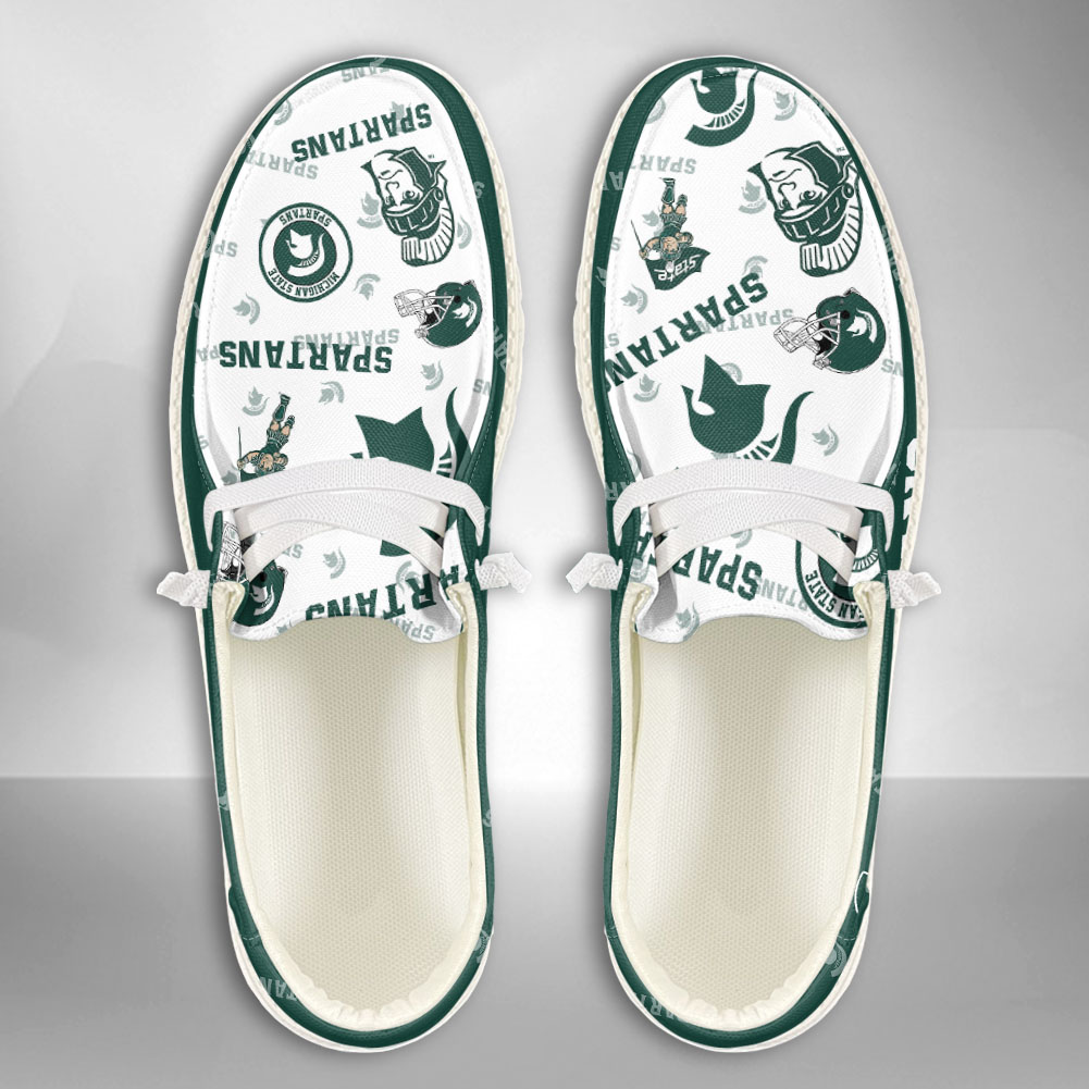 JWFancy NCAA Michigan State Spartans Hey Dude Shoes Wally Men's Lace Up Loafers Comfortable For Men And Women
