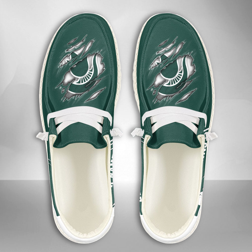 JWFancy NCAA Michigan State Spartans Hey Dude Shoes Wally Men's Lace Up Loafers Comfortable For Men And Women