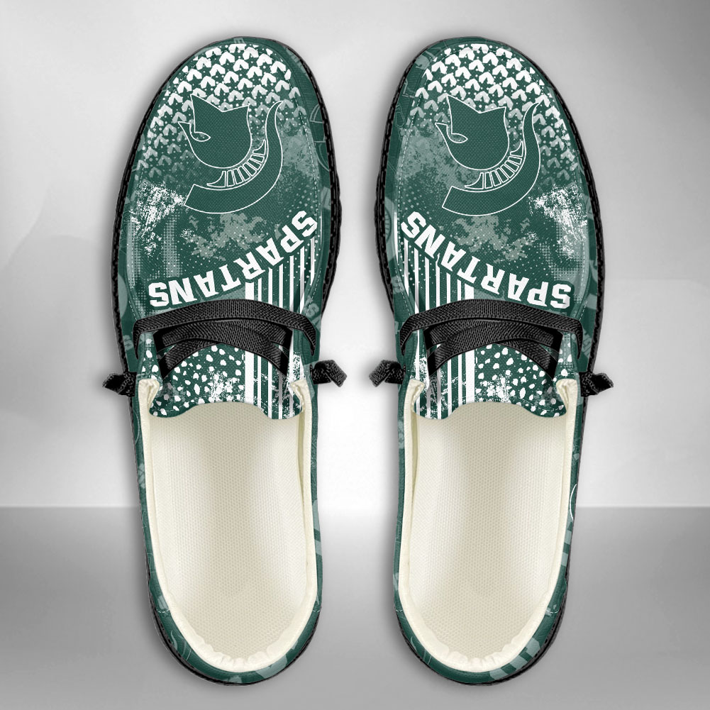 JWFancy NCAA Michigan State Spartans Hey Dude Shoes Wally Men's Lace Up Loafers Comfortable For Men And Women