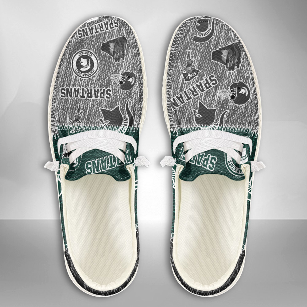 JWFancy NCAA Michigan State Spartans Hey Dude Shoes Wally Men's Lace Up Loafers Comfortable For Men And Women