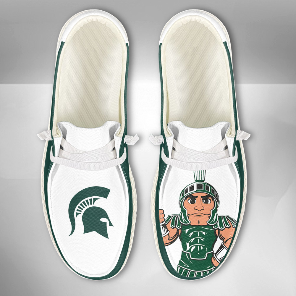 JWFancy NCAA Michigan State Spartans Hey Dude Shoes Wally Men's Lace Up Loafers Comfortable For Men And Women