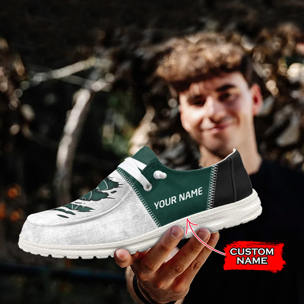 JWFancy NCAA Michigan State Spartans Hey Dude Shoes Wally Men's Lace Up Loafers Comfortable For Men And Women
