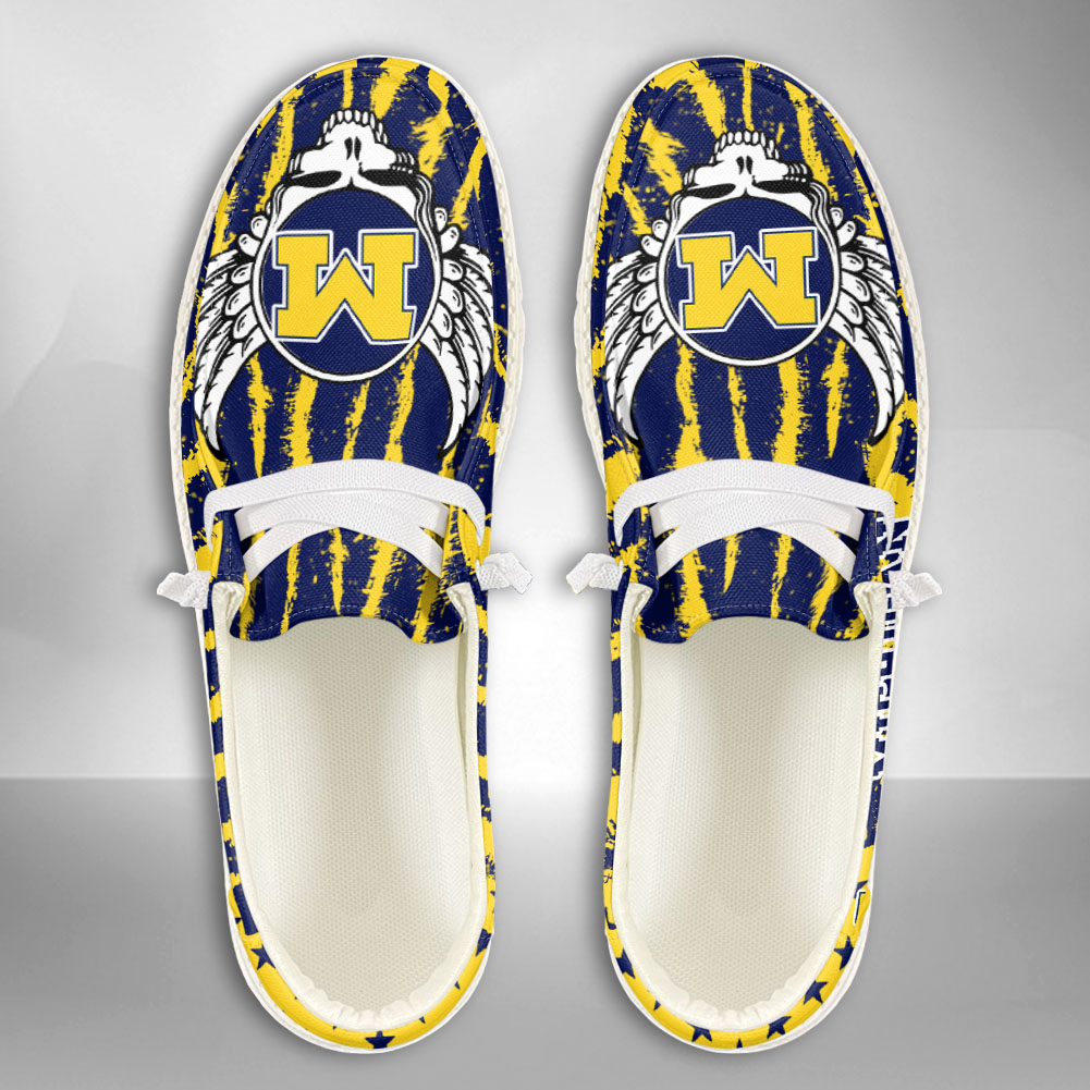 JWFancy NCAA Michigan Wolverines Hey Dude Shoes Wally Men's Lace Up Loafers Comfortable For Men And Women