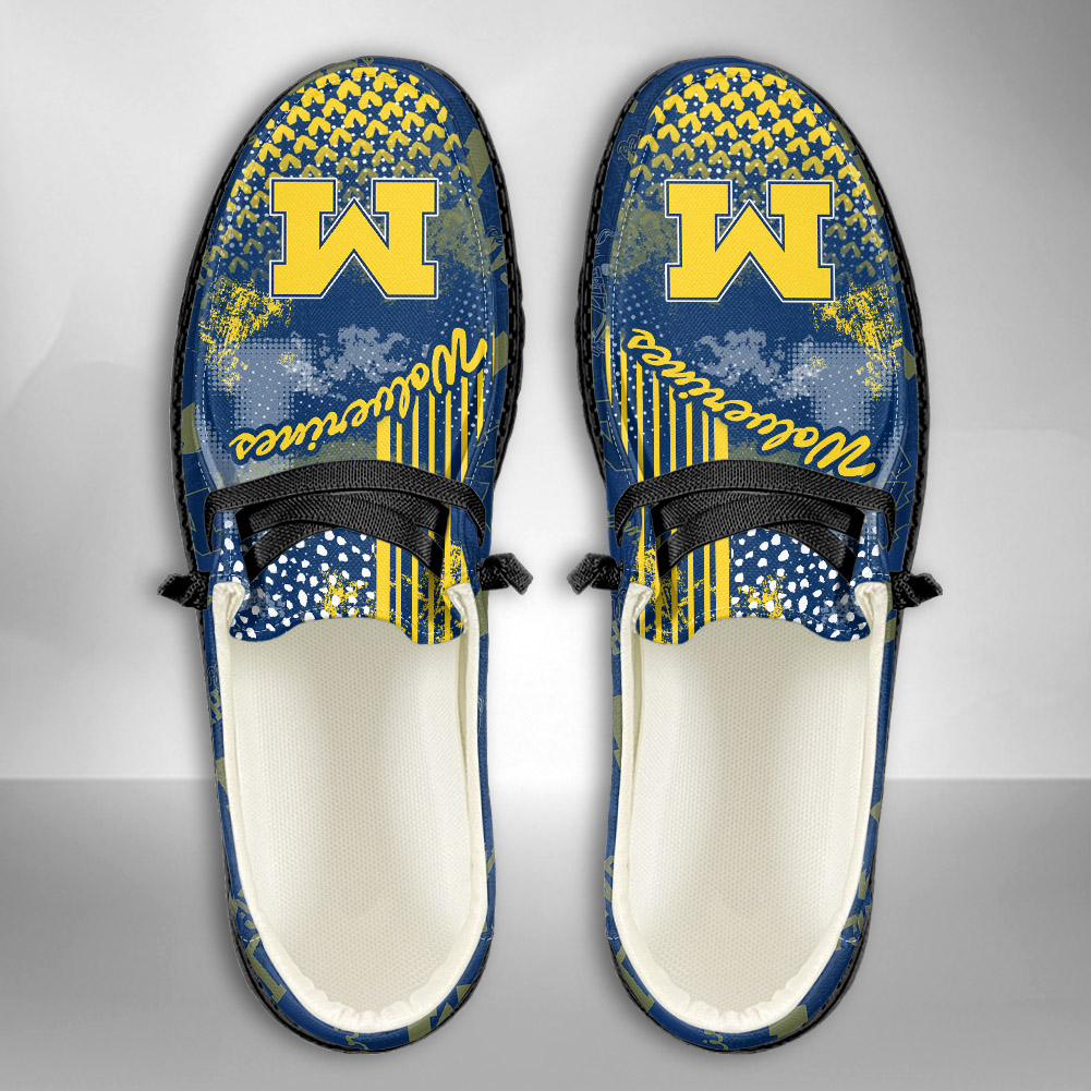 JWFancy NCAA Michigan Wolverines Hey Dude Shoes Wally Men's Lace Up Loafers Comfortable For Men And Women