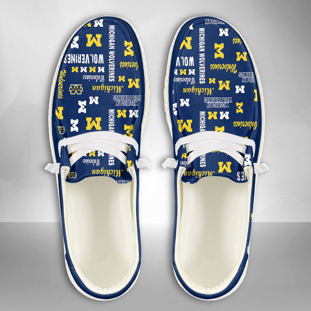 JWFancy NCAA Michigan Wolverines Hey Dude Shoes Wally Men's Lace Up Loafers Comfortable For Men And Women