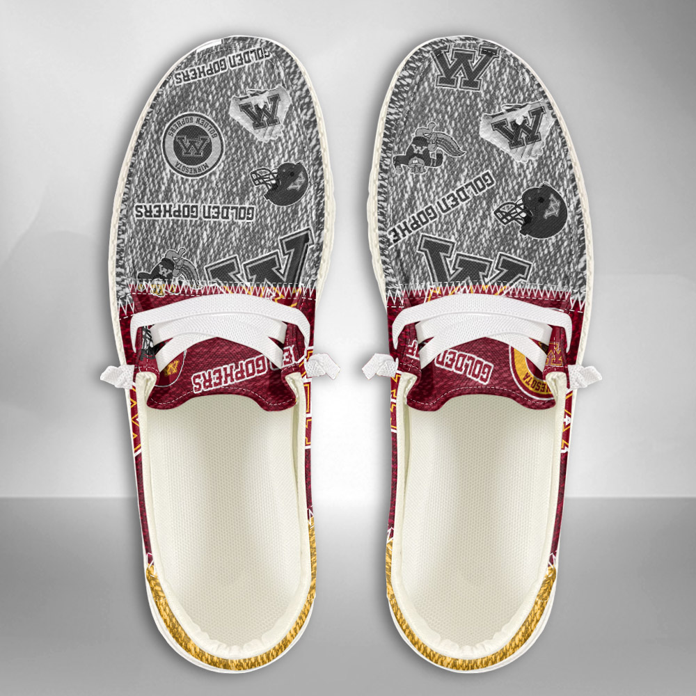JWFancy NCAA Minnesota Golden Gophers Hey Dude Shoes Wally Men's Lace Up Loafers Comfortable For Men And Women