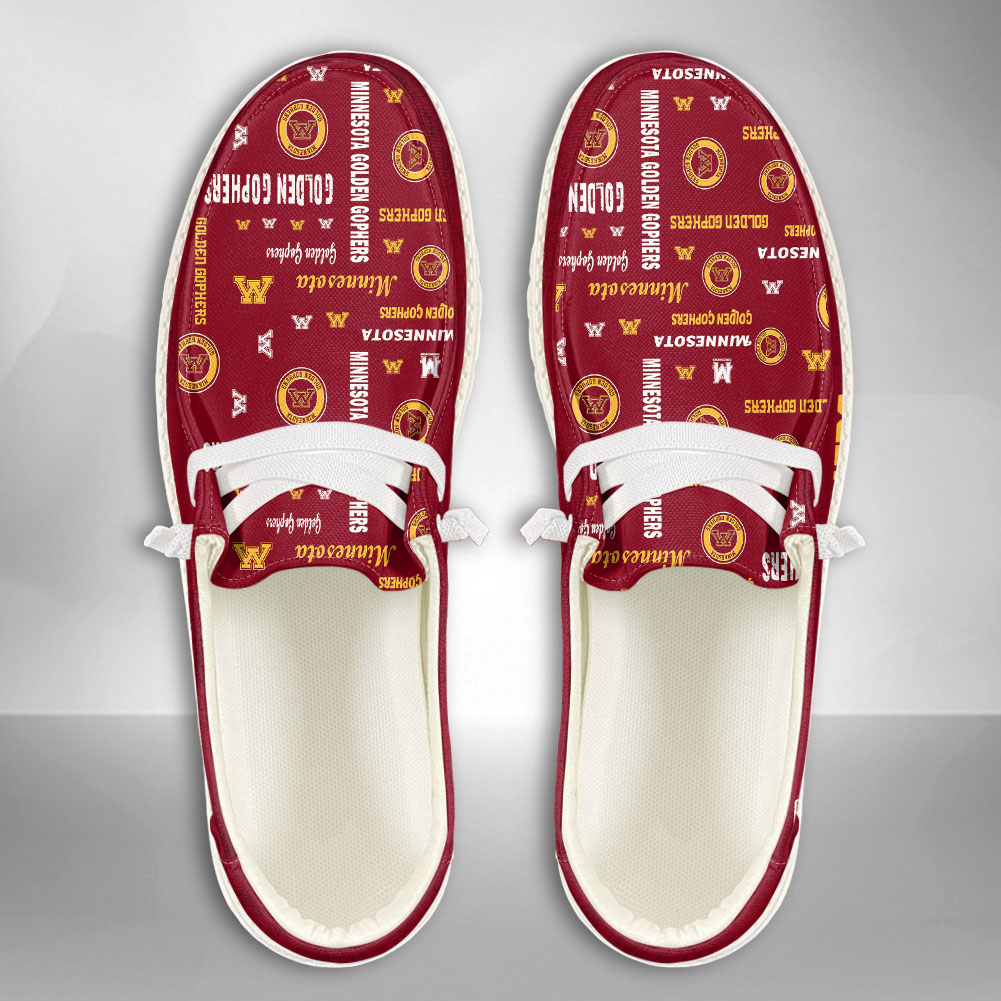 JWFancy NCAA Minnesota Golden Gophers Hey Dude Shoes Wally Men's Lace Up Loafers Comfortable For Men And Women