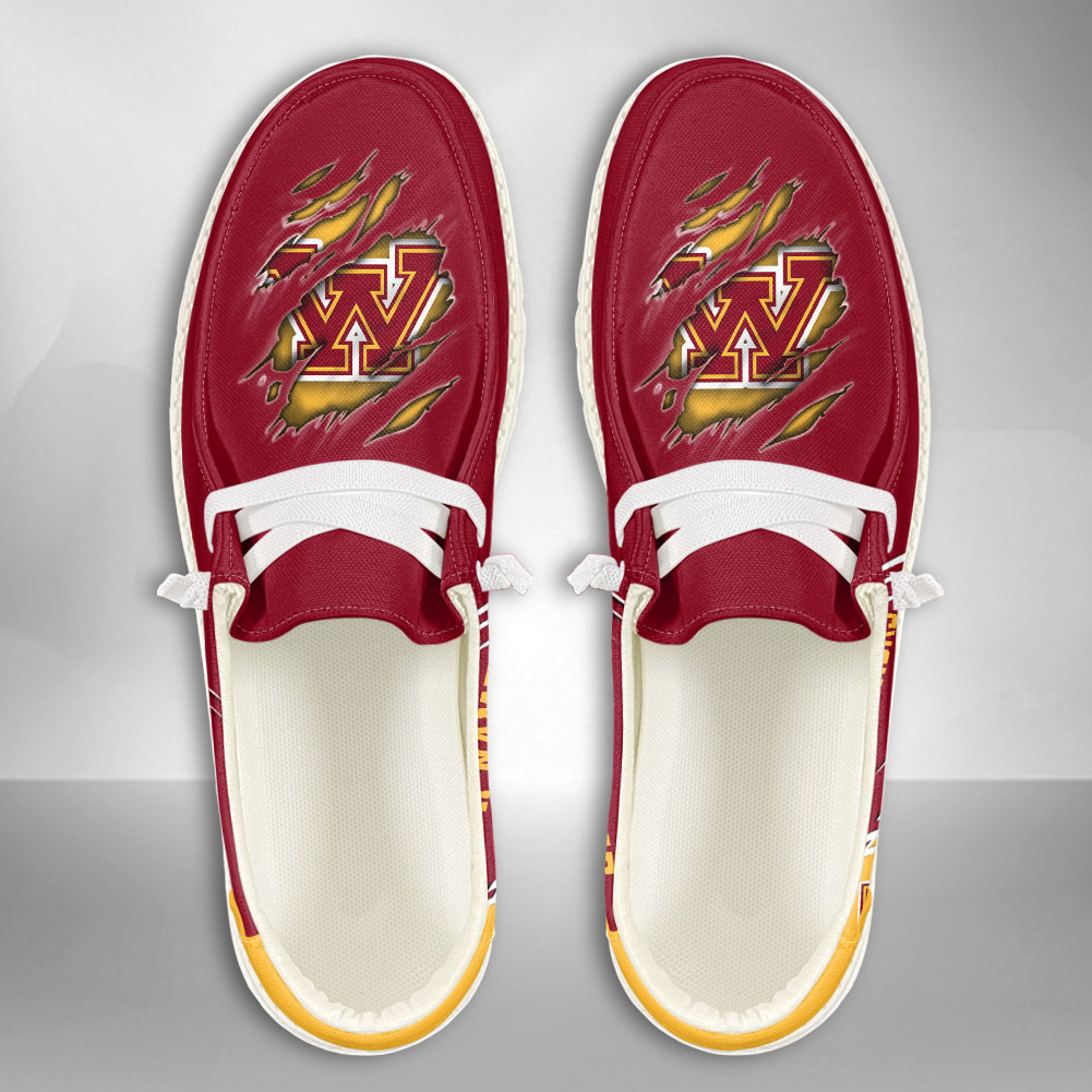 JWFancy NCAA Minnesota Golden Gophers Hey Dude Shoes Wally Men's Lace Up Loafers Comfortable For Men And Women
