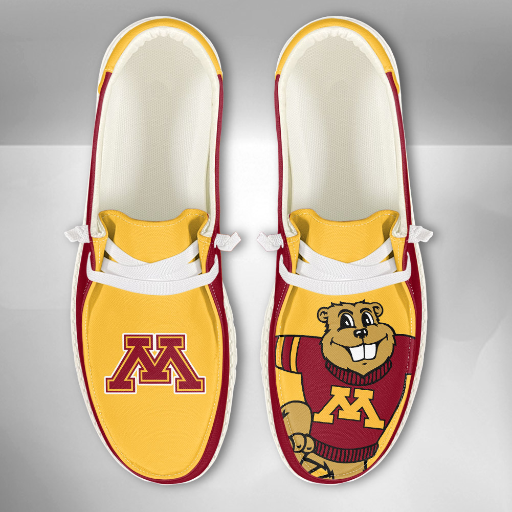 JWFancy NCAA Minnesota Golden Gophers Hey Dude Shoes Wally Men's Lace Up Loafers Comfortable For Men And Women