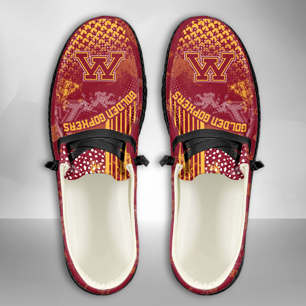 JWFancy NCAA Minnesota Golden Gophers Hey Dude Shoes Wally Men's Lace Up Loafers Comfortable For Men And Women