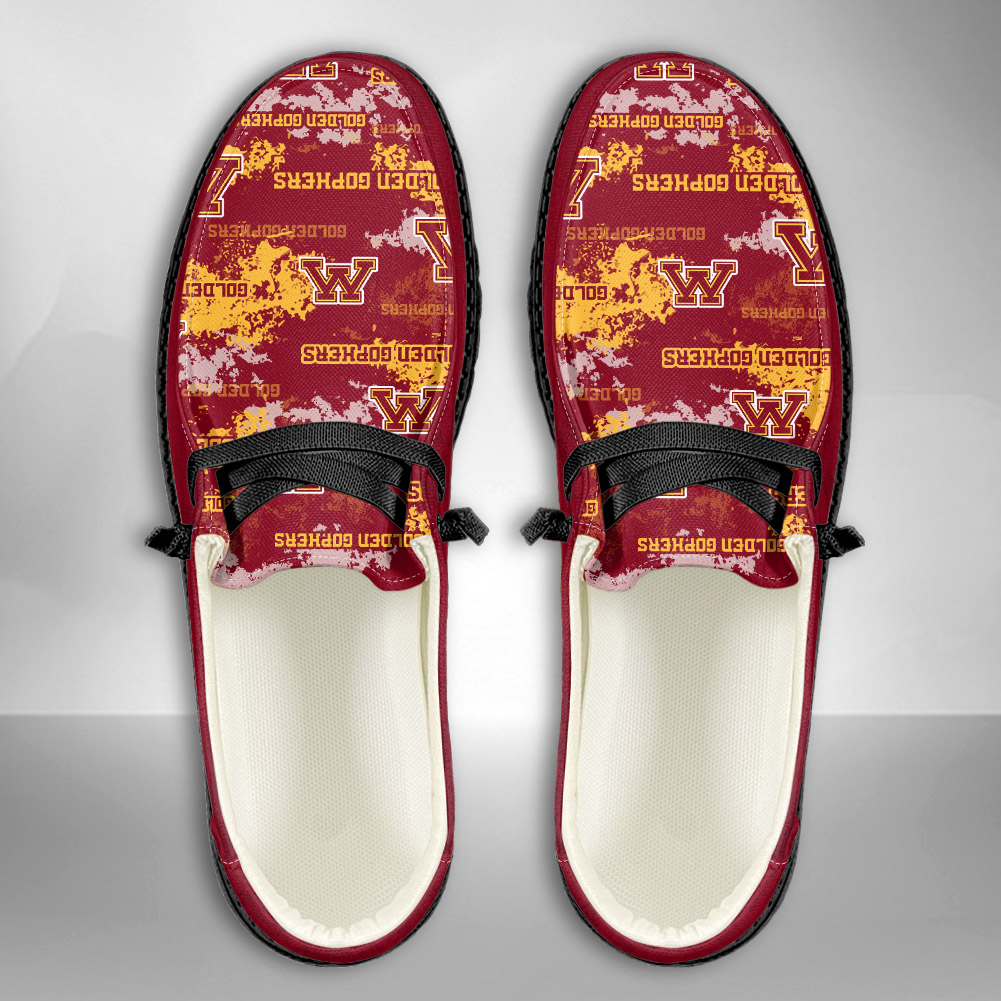 JWFancy NCAA Minnesota Golden Gophers Hey Dude Shoes Wally Men's Lace Up Loafers Comfortable For Men And Women