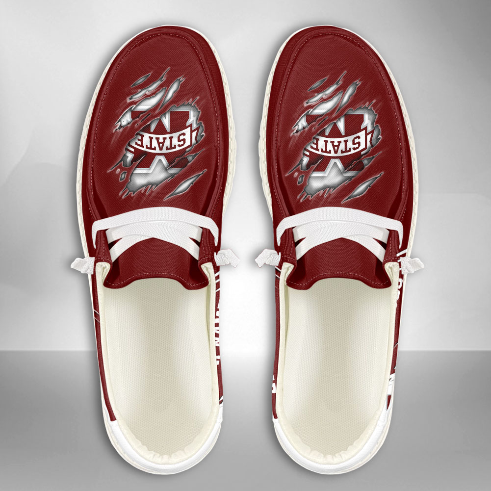 JWFancy NCAA Mississippi State Bulldogs Hey Dude Shoes Wally Men's Lace Up Loafers Comfortable For Men And Women