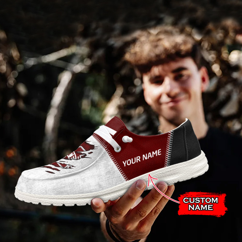 JWFancy NCAA Mississippi State Bulldogs Hey Dude Shoes Wally Men's Lace Up Loafers Comfortable For Men And Women
