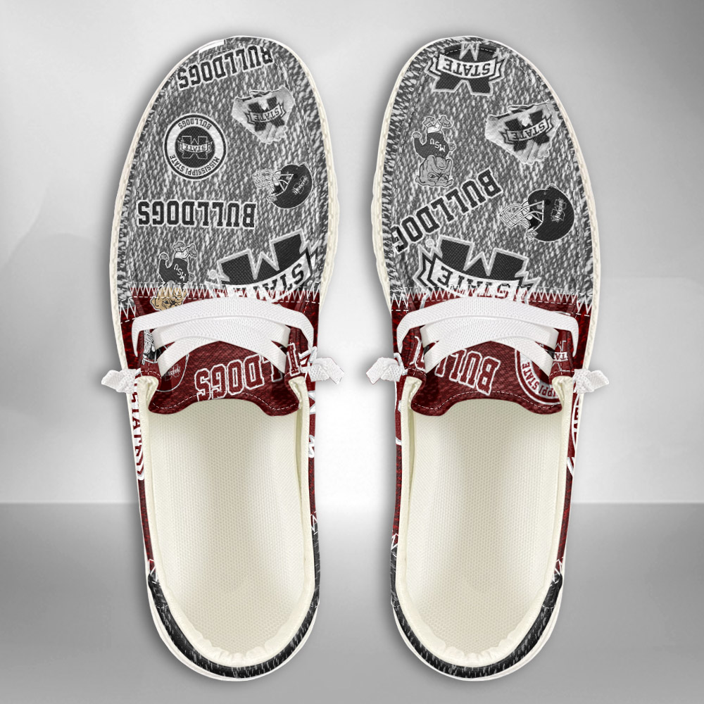 JWFancy NCAA Mississippi State Bulldogs Hey Dude Shoes Wally Men's Lace Up Loafers Comfortable For Men And Women