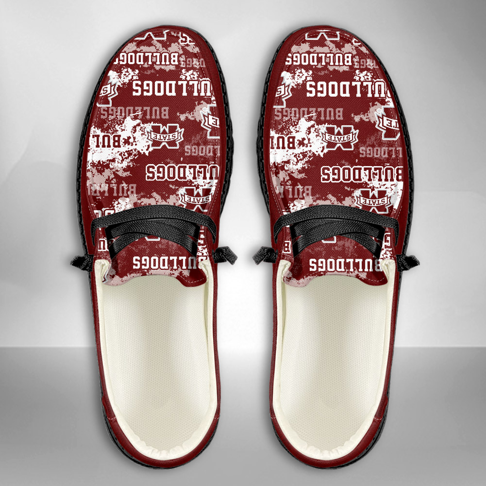 JWFancy NCAA Mississippi State Bulldogs Hey Dude Shoes Wally Men's Lace Up Loafers Comfortable For Men And Women