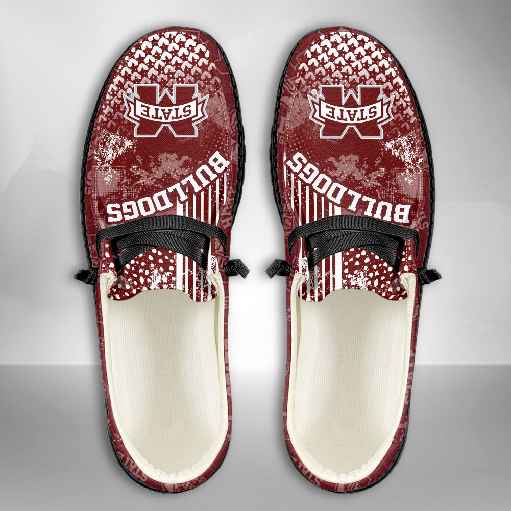 JWFancy NCAA Mississippi State Bulldogs Hey Dude Shoes Wally Men's Lace Up Loafers Comfortable For Men And Women