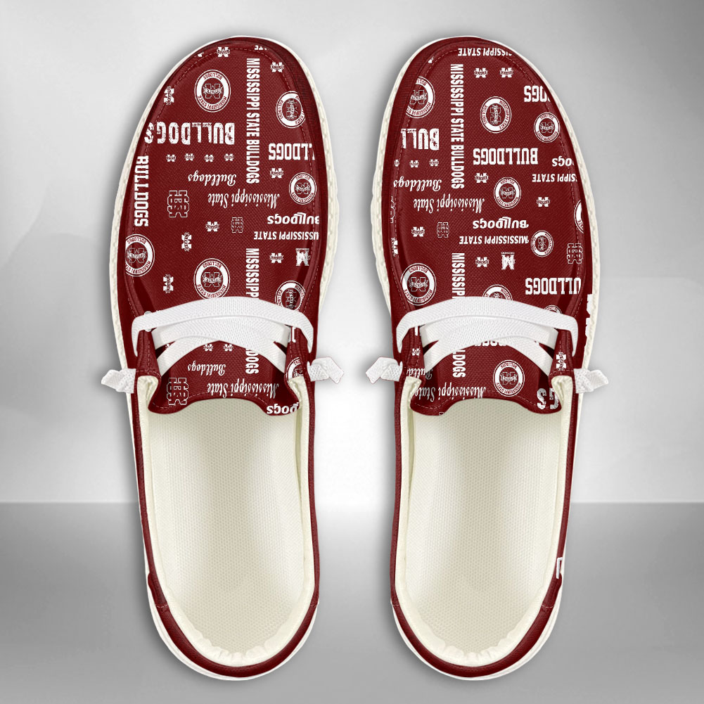 JWFancy NCAA Mississippi State Bulldogs Hey Dude Shoes Wally Men's Lace Up Loafers Comfortable For Men And Women