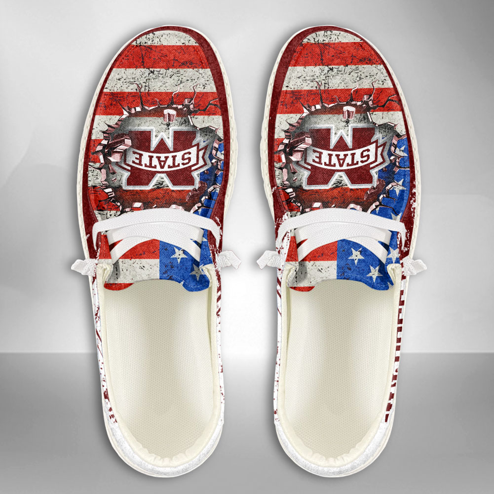JWFancy NCAA Mississippi State Bulldogs Hey Dude Shoes Wally Men's Lace Up Loafers Comfortable For Men And Women