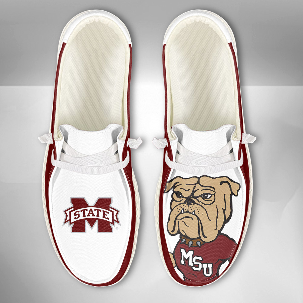 JWFancy NCAA Mississippi State Bulldogs Hey Dude Shoes Wally Men's Lace Up Loafers Comfortable For Men And Women