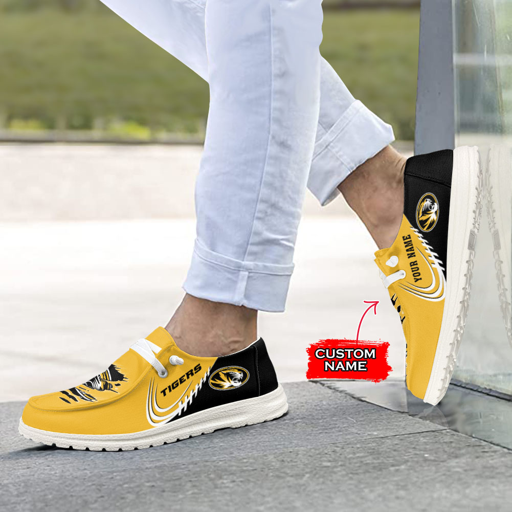 JWFancy NCAA Missouri Tigers Hey Dude Shoes Wally Men's Lace Up Loafers Comfortable For Men And Women