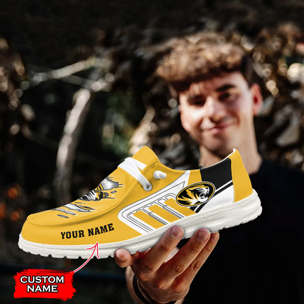 JWFancy NCAA Missouri Tigers Hey Dude Shoes Wally Men's Lace Up Loafers Comfortable For Men And Women