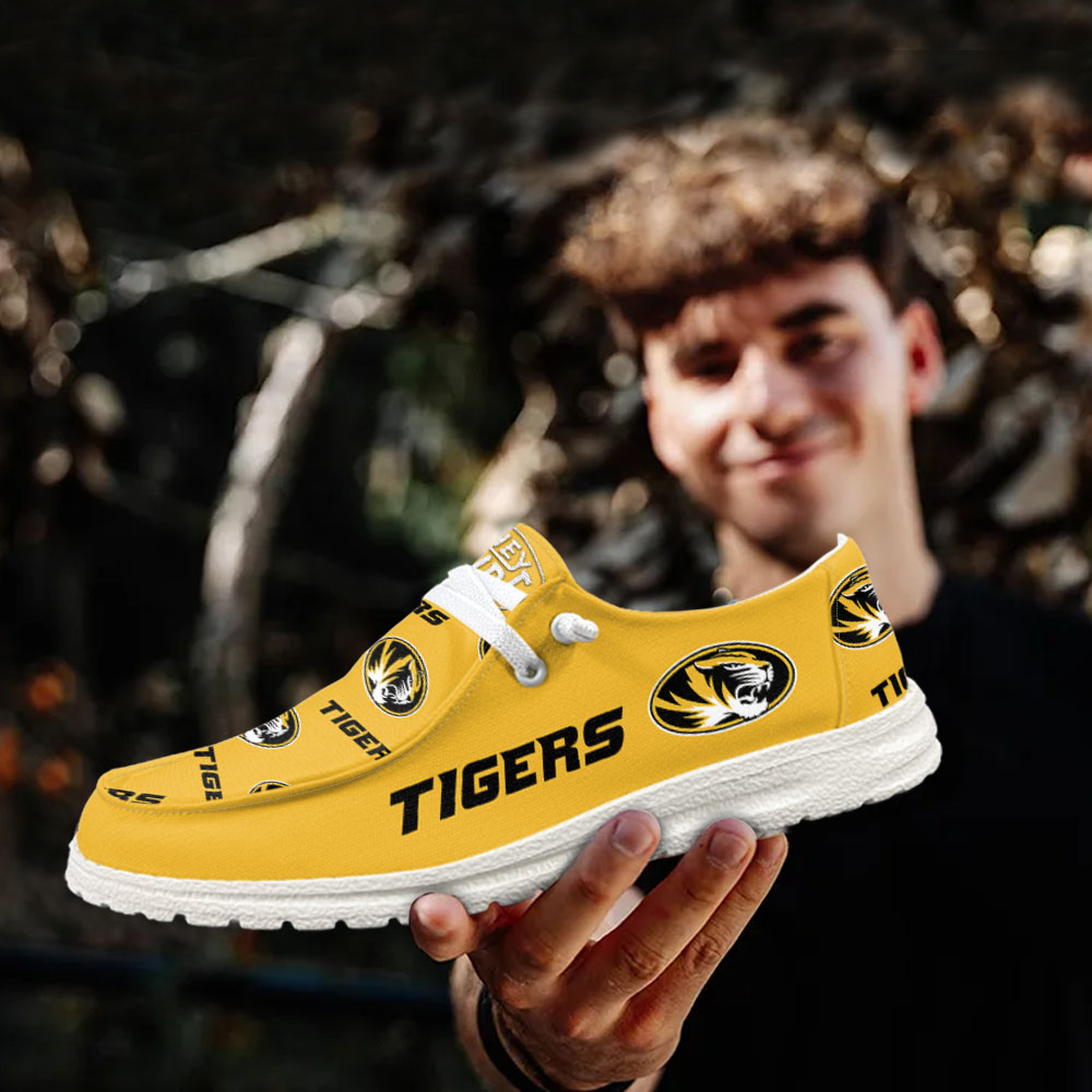 JWFancy NCAA Missouri Tigers Hey Dude Shoes Wally Men's Lace Up Loafers Comfortable For Men And Women