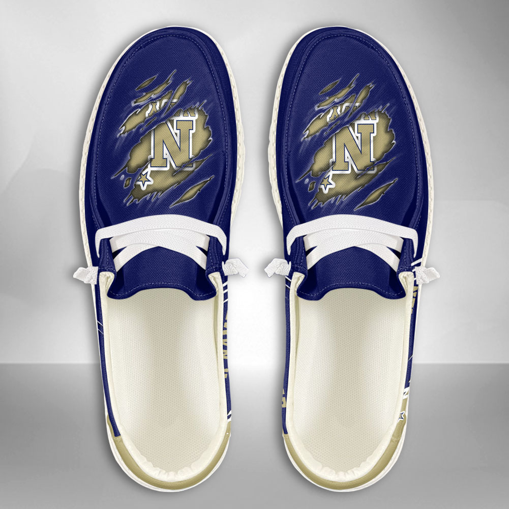 JWFancy NCAA Navy Midshipmen Hey Dude Shoes Wally Men's Lace Up Loafers Comfortable For Men And Women