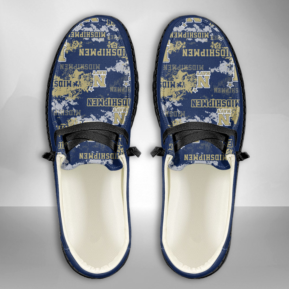 JWFancy NCAA Navy Midshipmen Hey Dude Shoes Wally Men's Lace Up Loafers Comfortable For Men And Women