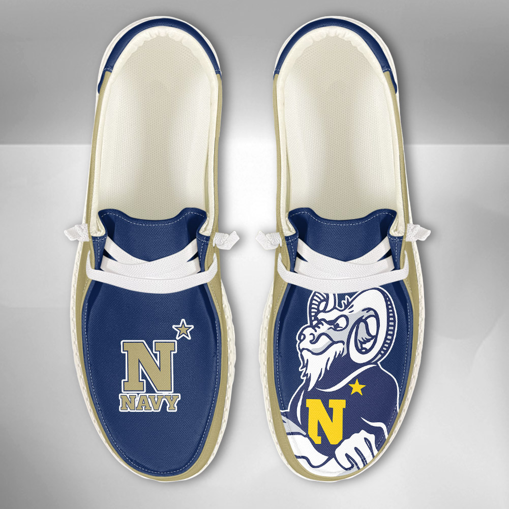 JWFancy NCAA Navy Midshipmen Hey Dude Shoes Wally Men's Lace Up Loafers Comfortable For Men And Women