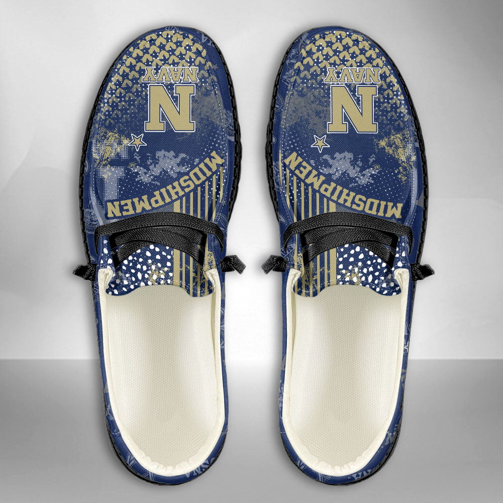 JWFancy NCAA Navy Midshipmen Hey Dude Shoes Wally Men's Lace Up Loafers Comfortable For Men And Women