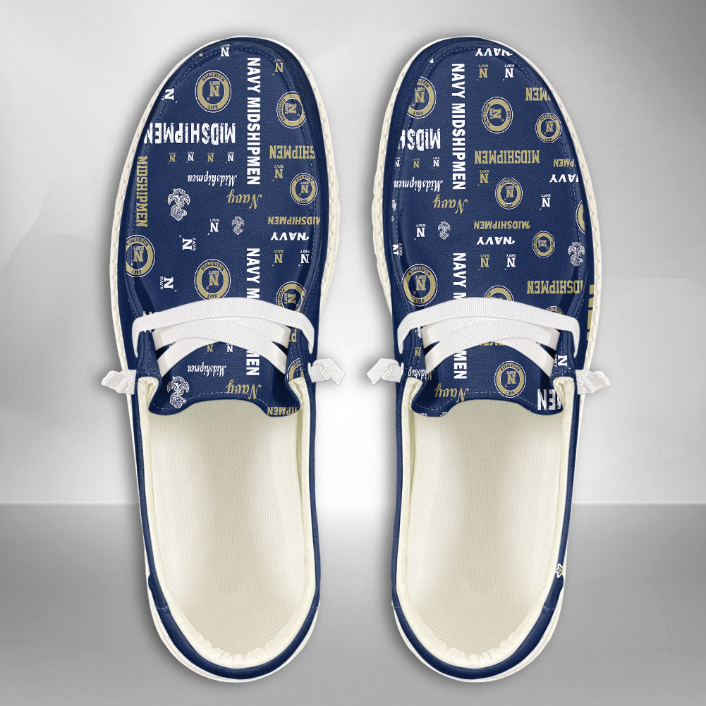 JWFancy NCAA Navy Midshipmen Hey Dude Shoes Wally Men's Lace Up Loafers Comfortable For Men And Women