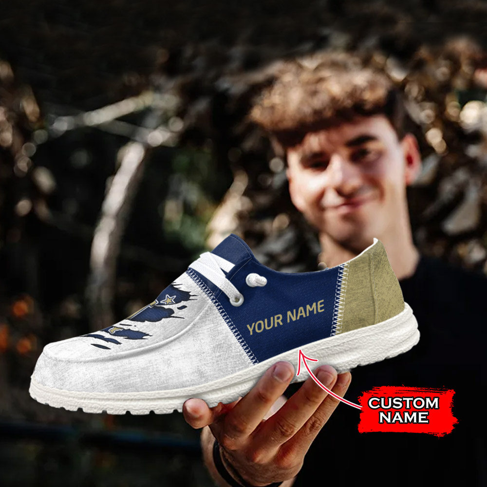 JWFancy NCAA Navy Midshipmen Hey Dude Shoes Wally Men's Lace Up Loafers Comfortable For Men And Women