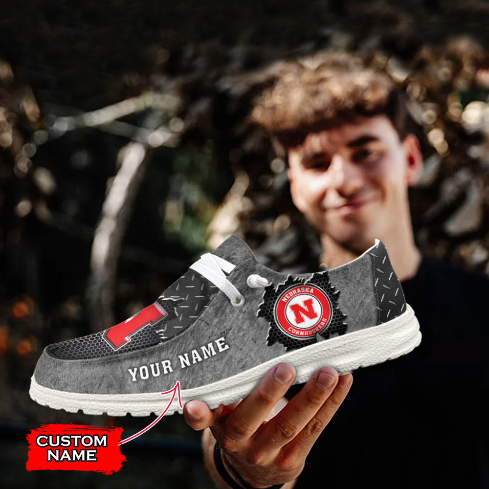 JWFancy NCAA Nebraska Cornhuskers Hey Dude Shoes Wally Men's Lace Up Loafers Comfortable For Men And Women