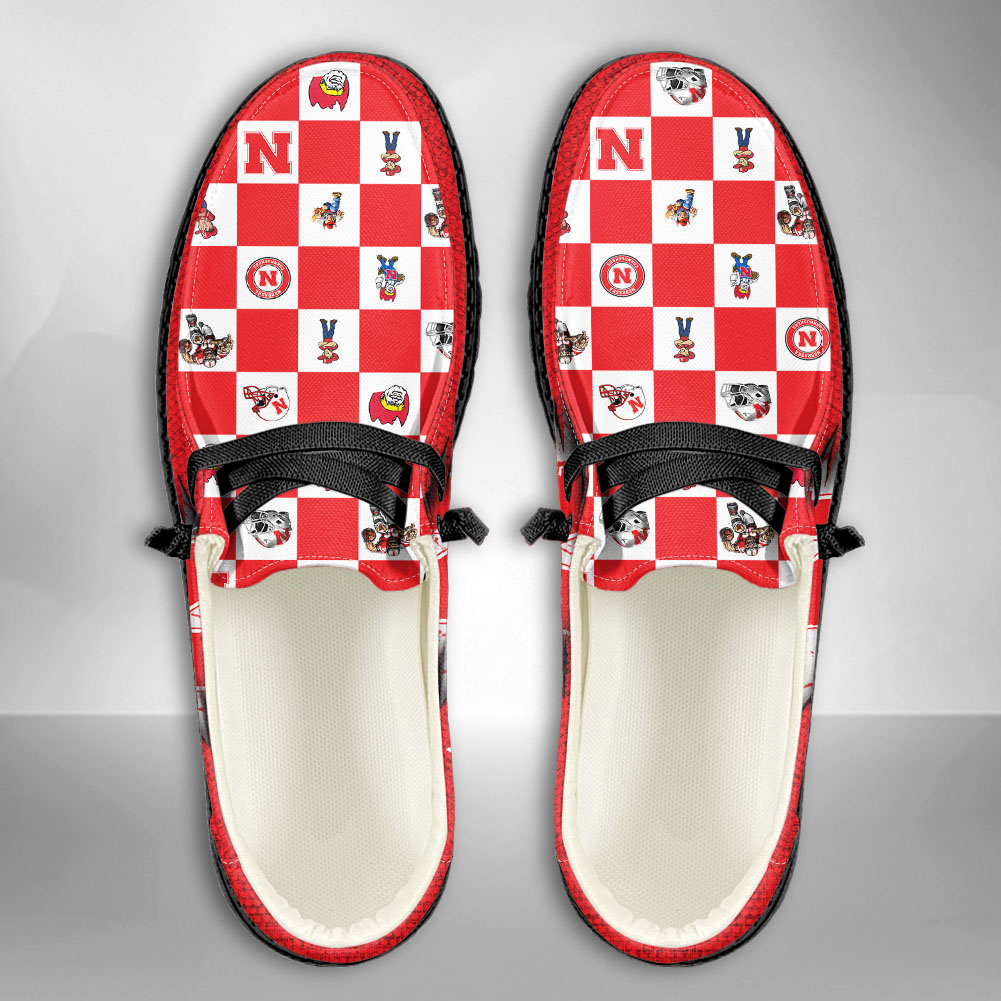 JWFancy NCAA Nebraska Cornhuskers Hey Dude Shoes Wally Men's Lace Up Loafers Comfortable For Men And Women