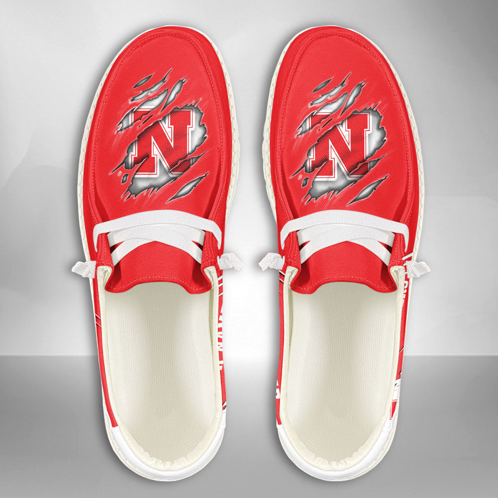 JWFancy NCAA Nebraska Cornhuskers Hey Dude Shoes Wally Men's Lace Up Loafers Comfortable For Men And Women
