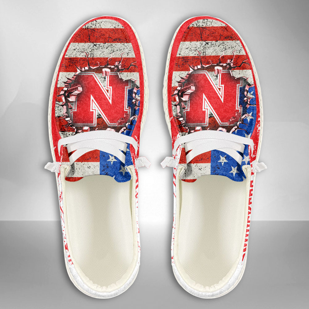 JWFancy NCAA Nebraska Cornhuskers Hey Dude Shoes Wally Men's Lace Up Loafers Comfortable For Men And Women