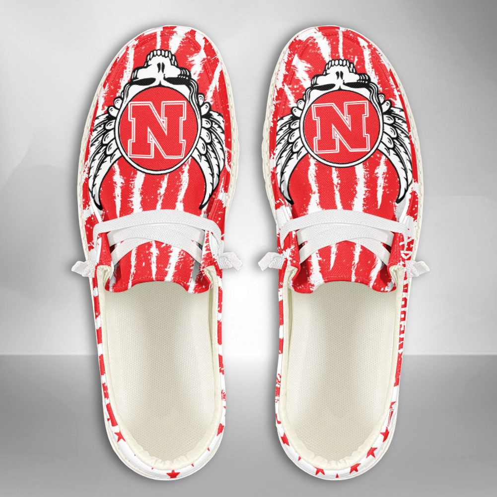 JWFancy NCAA Nebraska Cornhuskers Hey Dude Shoes Wally Men's Lace Up Loafers Comfortable For Men And Women