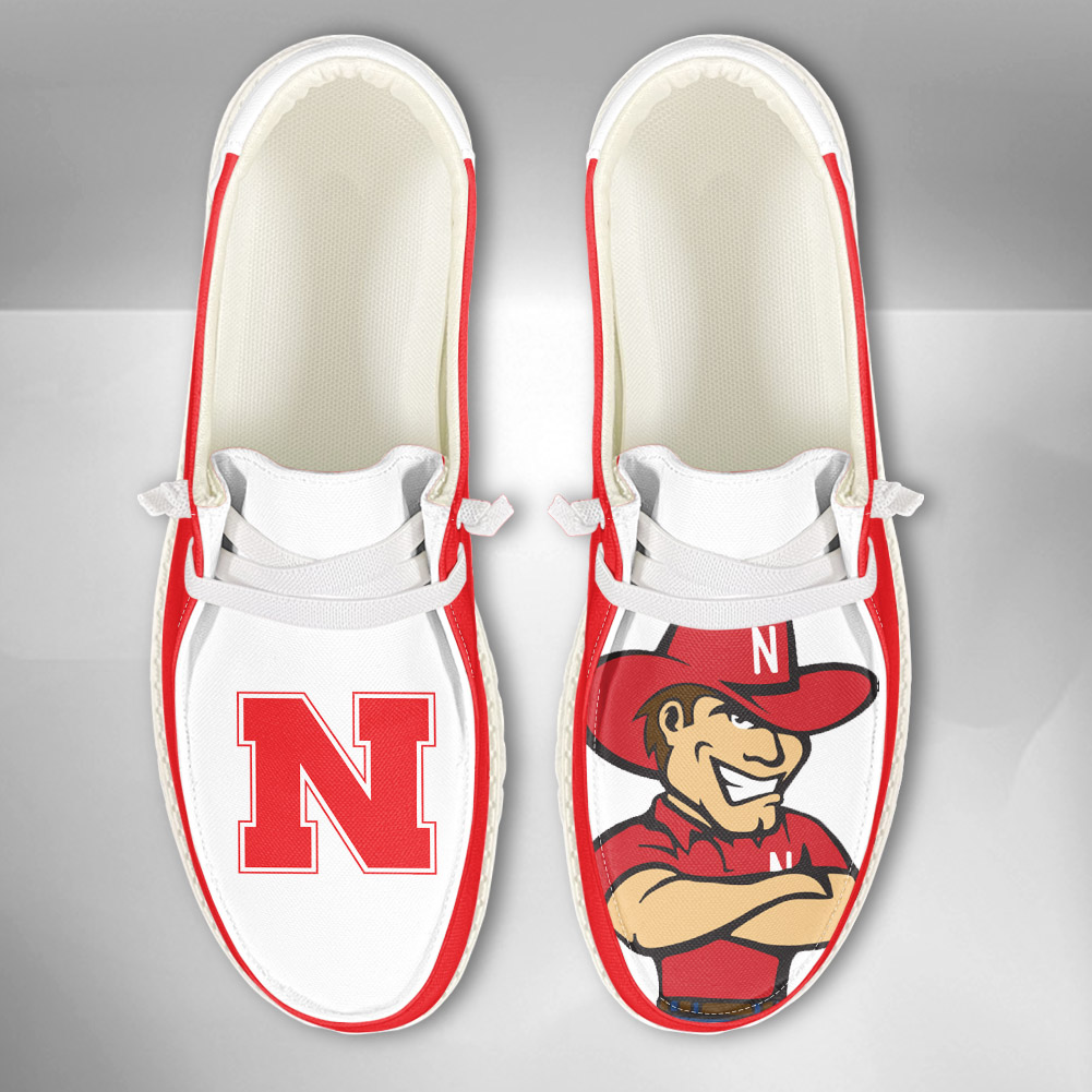 JWFancy NCAA Nebraska Cornhuskers Hey Dude Shoes Wally Men's Lace Up Loafers Comfortable For Men And Women