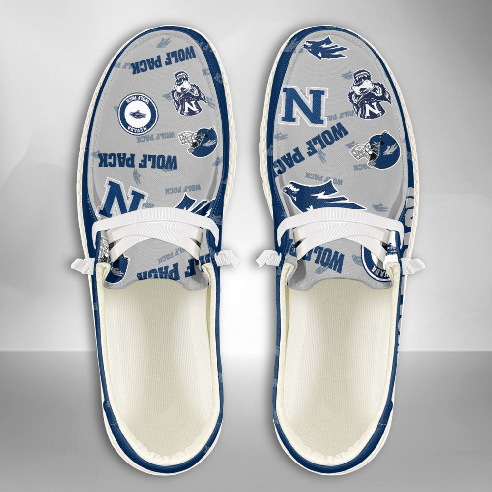 JWFancy NCAA Nevada Wolf Pack Hey Dude Shoes Wally Men's Lace Up Loafers Comfortable For Men And Women