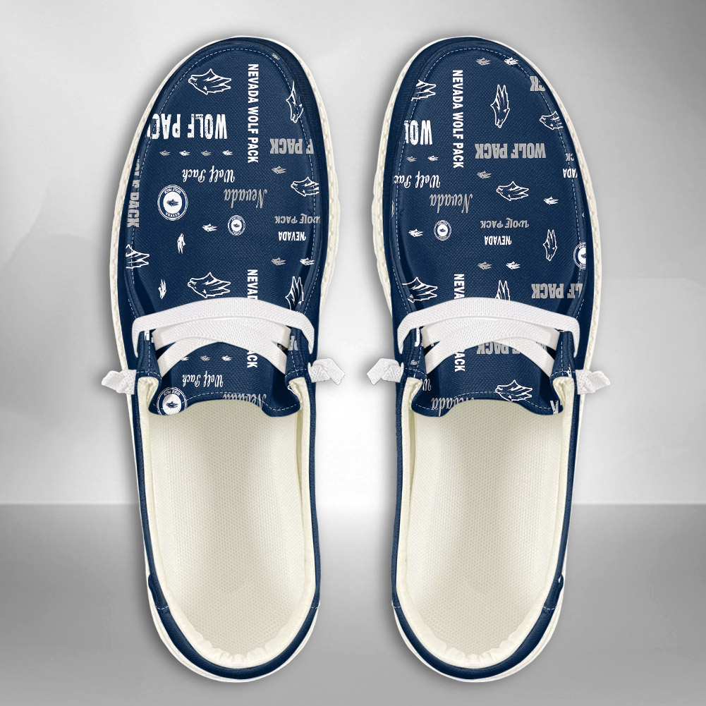 JWFancy NCAA Nevada Wolf Pack Hey Dude Shoes Wally Men's Lace Up Loafers Comfortable For Men And Women