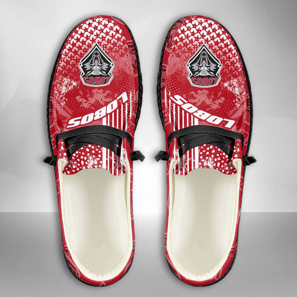 JWFancy NCAA New Mexico Lobos Hey Dude Shoes Wally Men's Lace Up Loafers Comfortable For Men And Women
