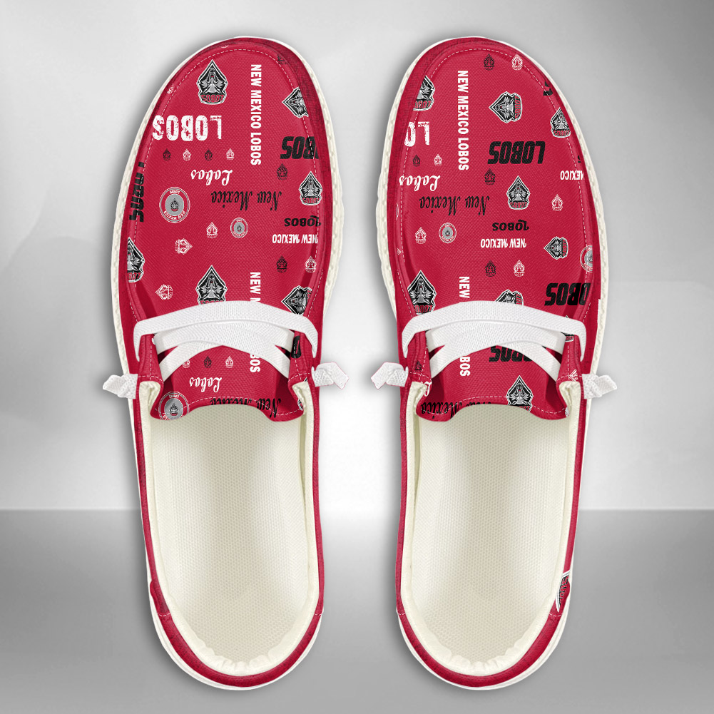 JWFancy NCAA New Mexico Lobos Hey Dude Shoes Wally Men's Lace Up Loafers Comfortable For Men And Women