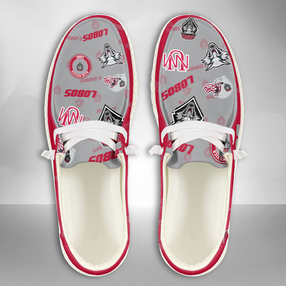 JWFancy NCAA New Mexico Lobos Hey Dude Shoes Wally Men's Lace Up Loafers Comfortable For Men And Women