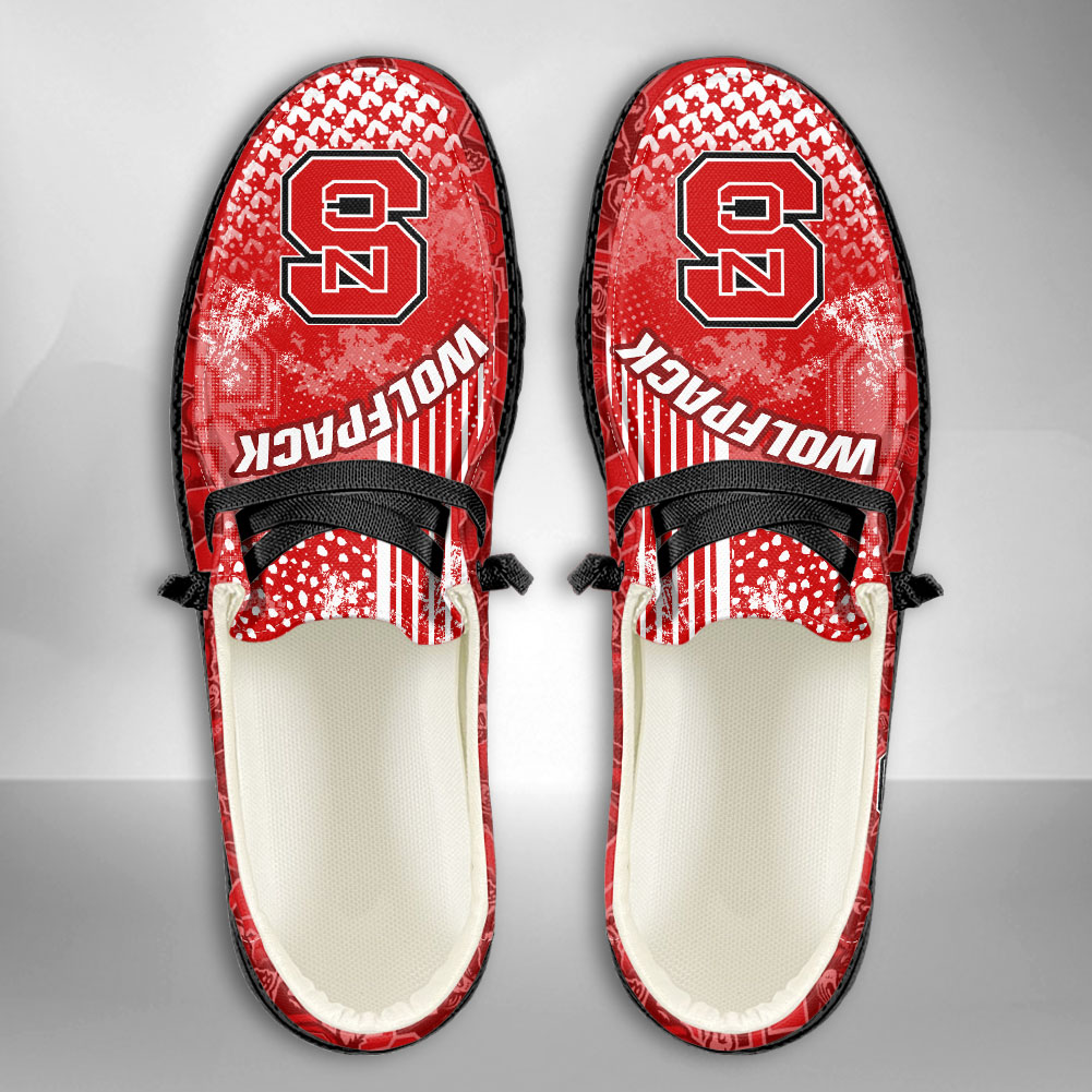 JWFancy NCAA North Carolina State Wolfpack Hey Dude Shoes Wally Men's Lace Up Loafers Comfortable For Men And Women