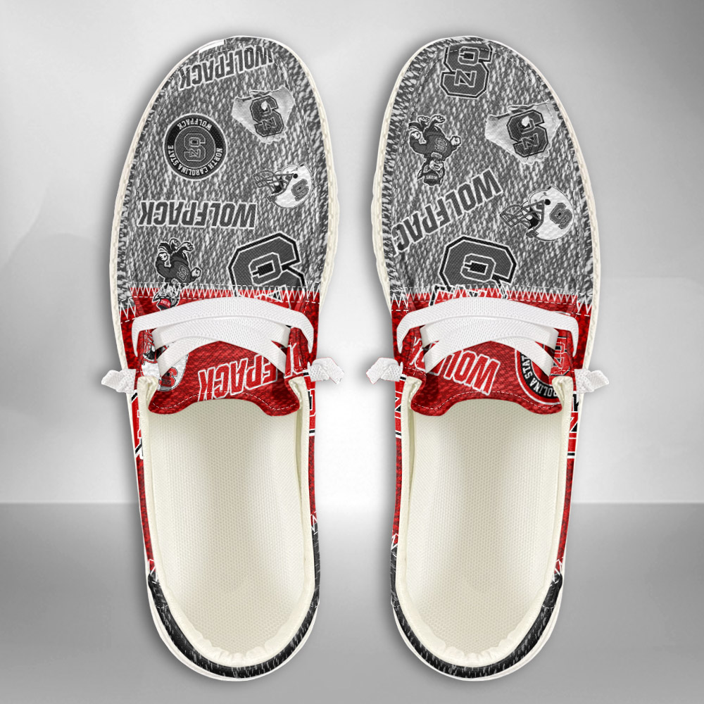 JWFancy NCAA North Carolina State Wolfpack Hey Dude Shoes Wally Men's Lace Up Loafers Comfortable For Men And Women