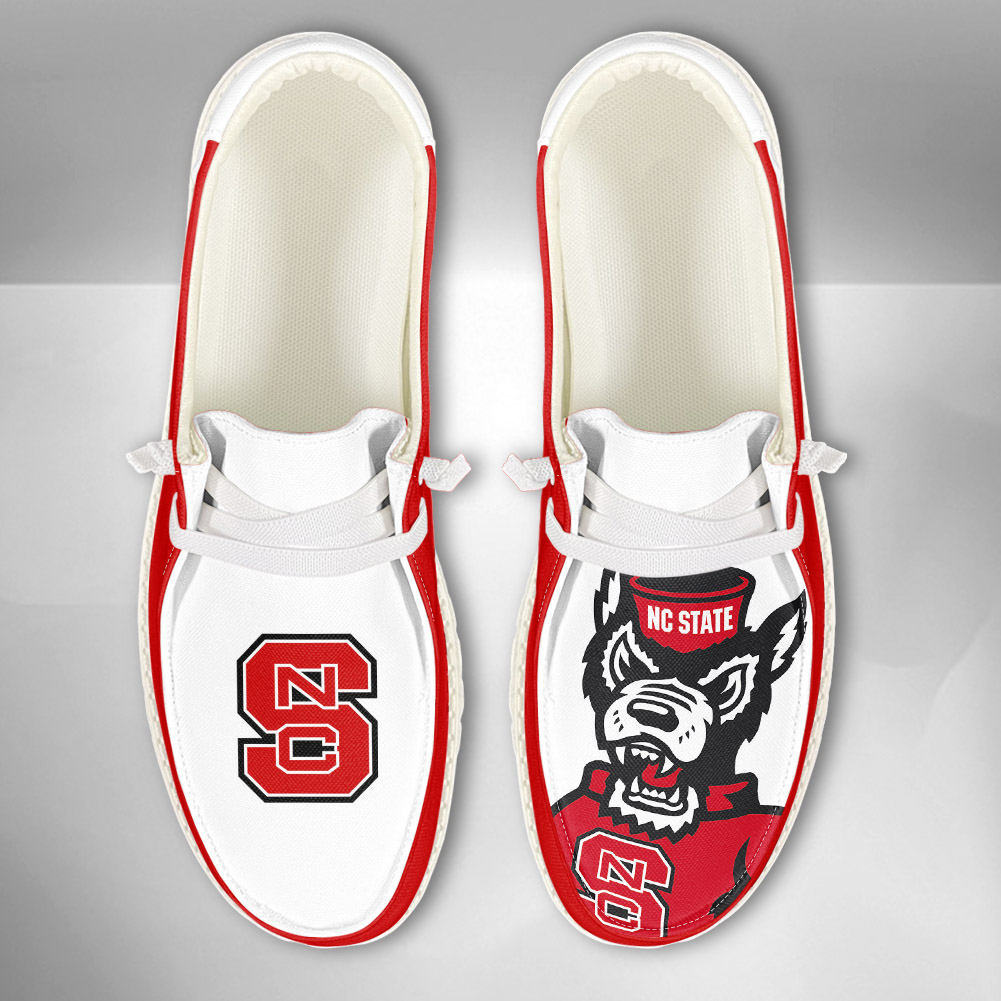 JWFancy NCAA North Carolina State Wolfpack Hey Dude Shoes Wally Men's Lace Up Loafers Comfortable For Men And Women