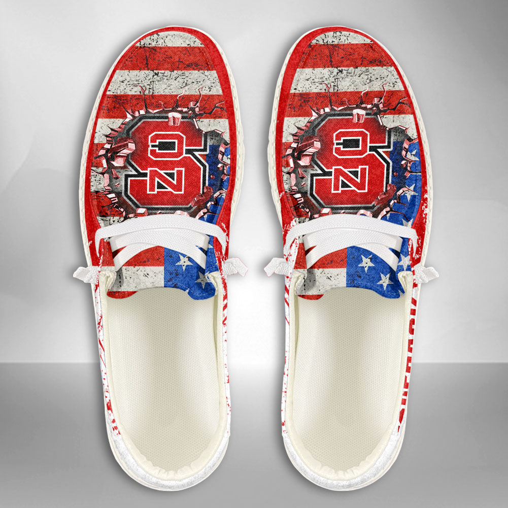JWFancy NCAA North Carolina State Wolfpack Hey Dude Shoes Wally Men's Lace Up Loafers Comfortable For Men And Women