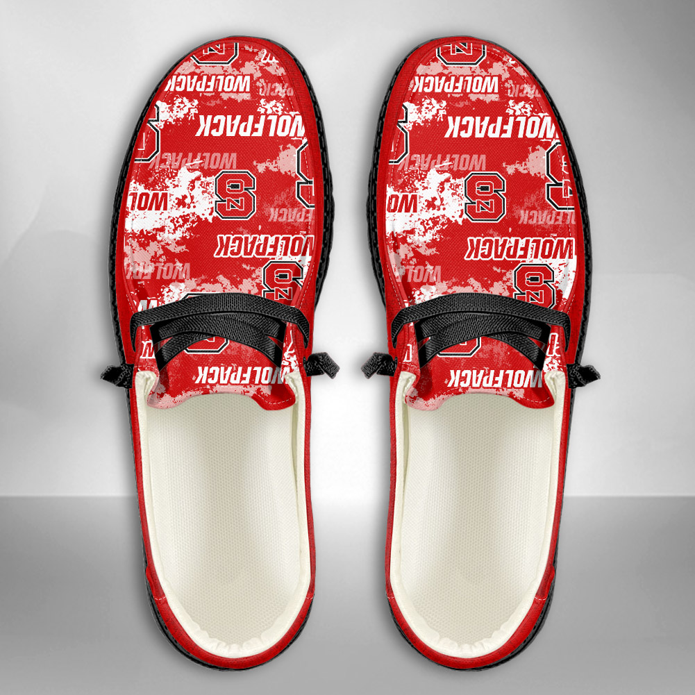 JWFancy NCAA North Carolina State Wolfpack Hey Dude Shoes Wally Men's Lace Up Loafers Comfortable For Men And Women