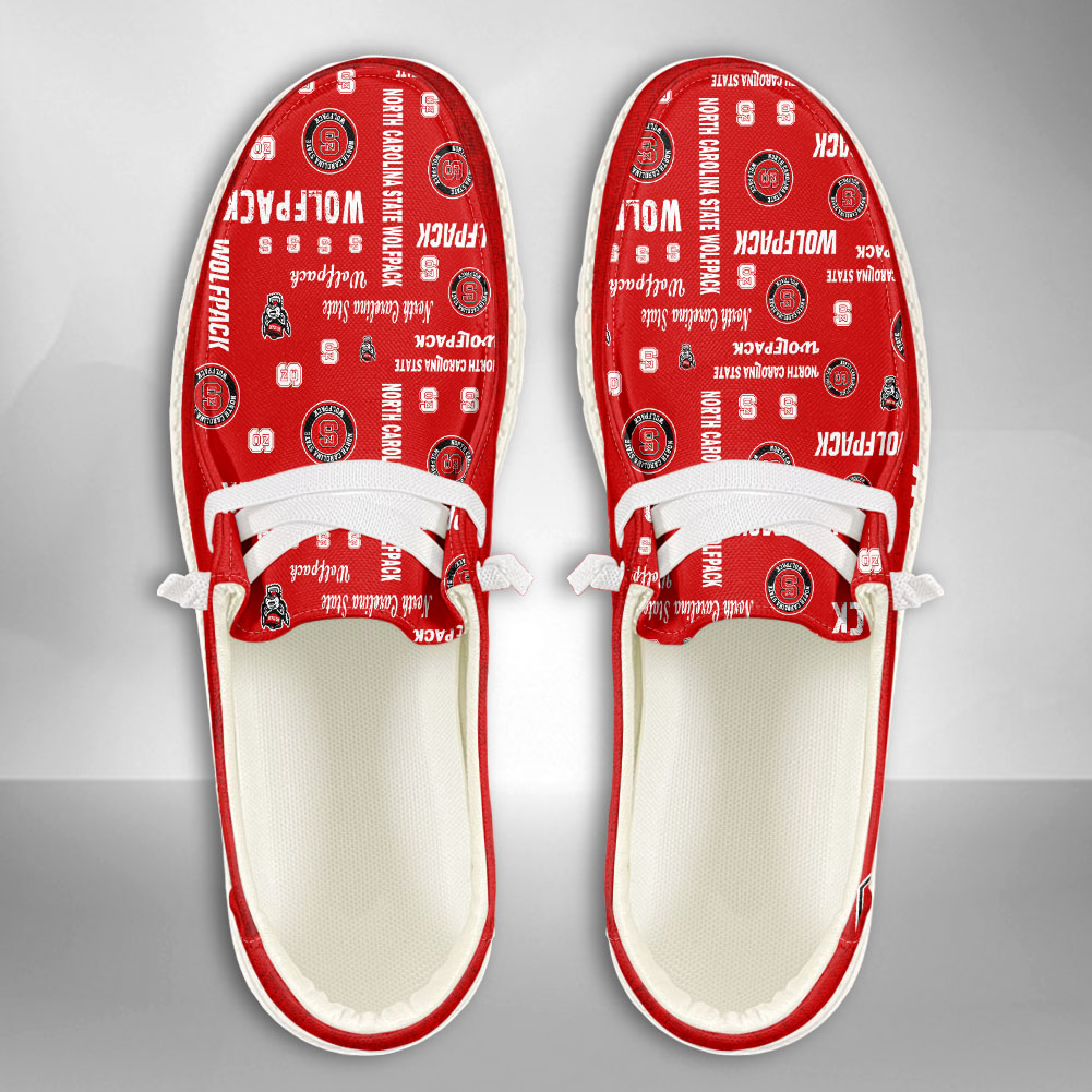 JWFancy NCAA North Carolina State Wolfpack Hey Dude Shoes Wally Men's Lace Up Loafers Comfortable For Men And Women